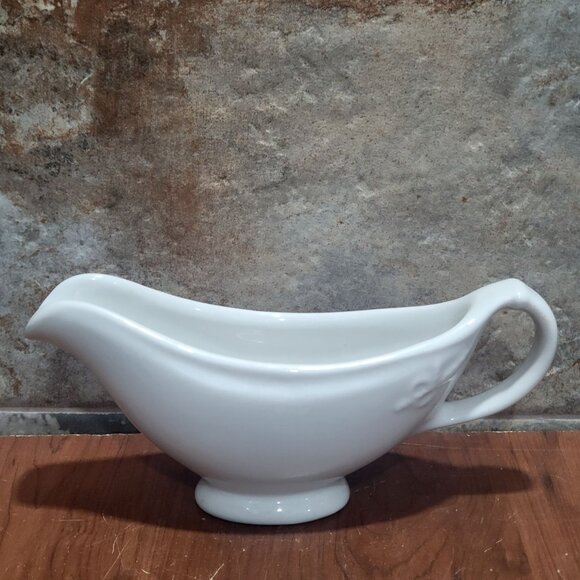 White Gravy Boat Handle Spout Marked Sterling East Liverpool Ohio USA 1930 - Picture 2 of 12